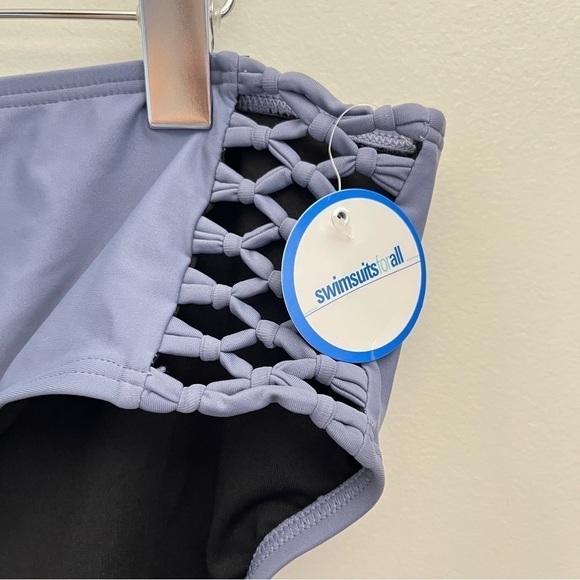 Swimsuits for all purple grey lattice side full coverage swimsuit bikini bottom - Picture 3 of 6